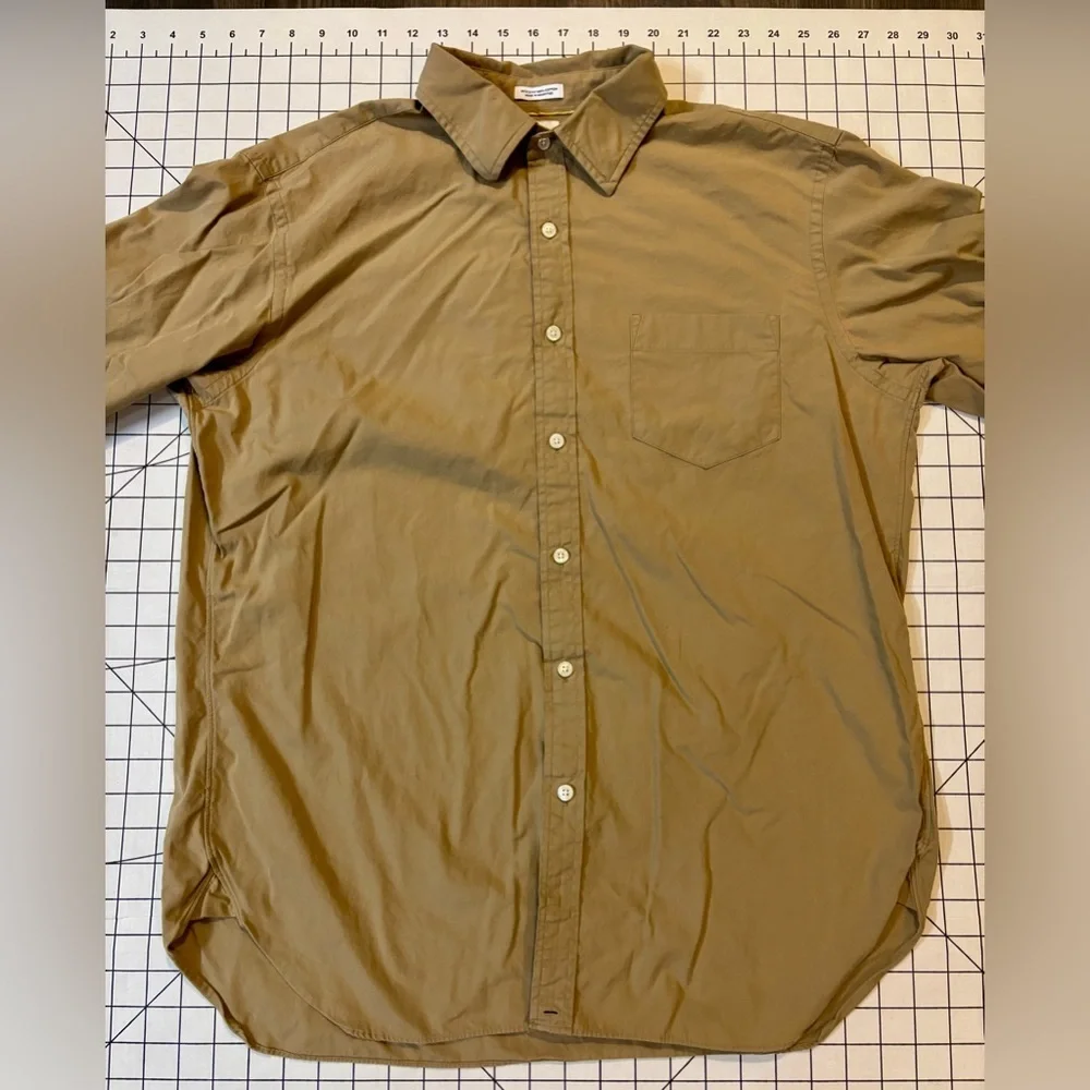 J. Crew Men’s Large Tan 2-Ply 100% Cotton Button‎ Down Shirt